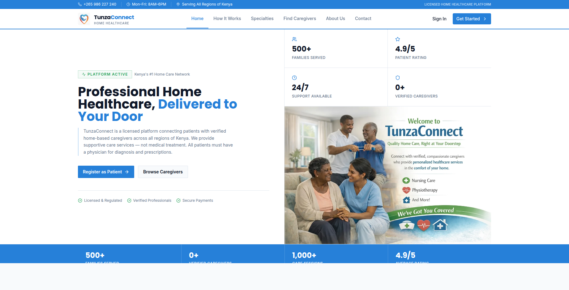 TunzaConnect landing page